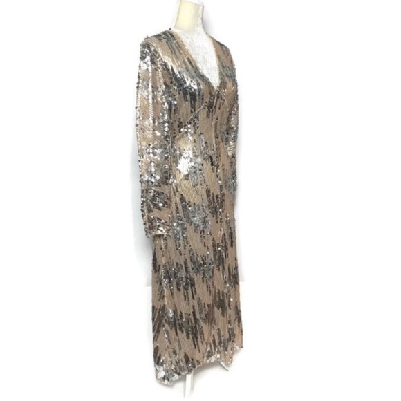 ZARA | long sleeve metallic sequin dress - Picture 6 of 8